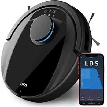 CHiQ C5L Robot Aspirador con detección láser LDS, 13 Tipos de Sensores, Navegación Láser Inteligente ,2100 Pa, Autocarga, Control App, para Pelo de Mascotas, Alfombras,Suelos Duros