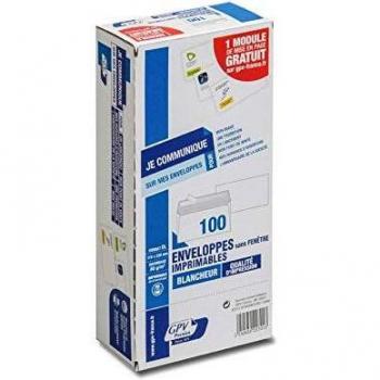 Sobres GPV blancos 110 x 220 mm imprimibles sin ventana - Caja de 100