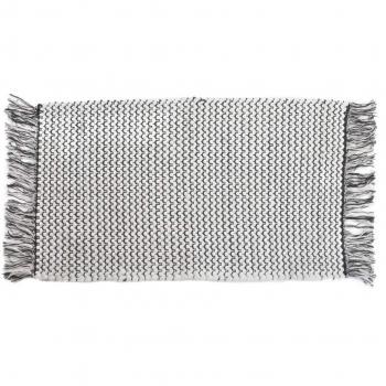 IT Alfombra algodón 80 x 50 cm Blanco y Negro Flecos