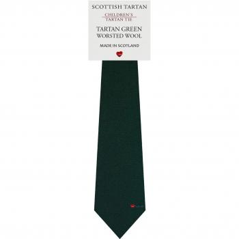 Boys All Wool Tie Woven Scotland - Plain Green Tartan Tartan