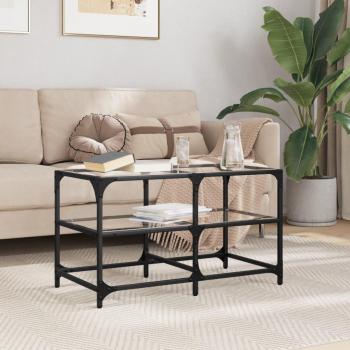 Mesa de Centro con Tapa de Vidrio Transparente - 2 Piezas - Dimensiones: 78,5x40x45 cm - Material: Acero
