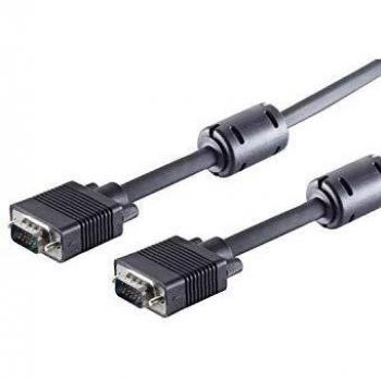 Cable VGA S-IMPULS 10m con conectores macho, color negro, alta calidad y 75 Ohm