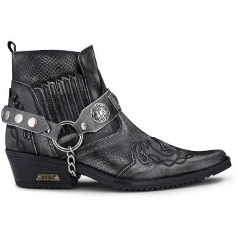 Infinity Leather Men's Grey Croc Cowboy Ankle Boots EU 45
