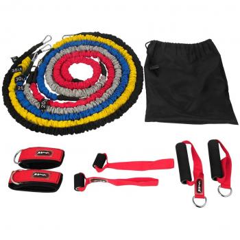 5 Cuerdas Elásticas de Fitness WEINAS® Set de Banda de Resistencia Desmontable con Mango de Espuma, Anclaje para Puerta, Correas del Tobillo para Entrenamiento Yoga Ejercicios Prácticas Físicas