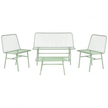 Conjunto de Mesa con 3 Sillones Home ESPRIT Menta Metal 115 x 53 x 83 cm