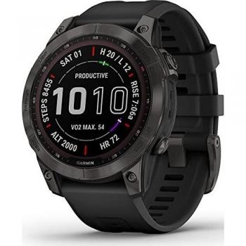 Garmin Fenix 7 Sapphire Solar Titanium Carbon Gray DLC with Black Band
