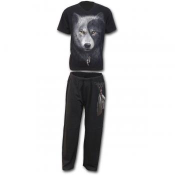 Spiral Wolf Chi Gothic Pajama Set for Men - Sizes S to XXL - Black