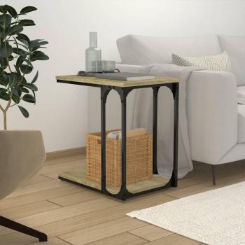 Mesa auxiliar de madera contrachapada 50x35x52 cm en colores Negro, Roble Sonoma y Roble ahumado, ideal como mesa de sofá o consola de entrada para salón