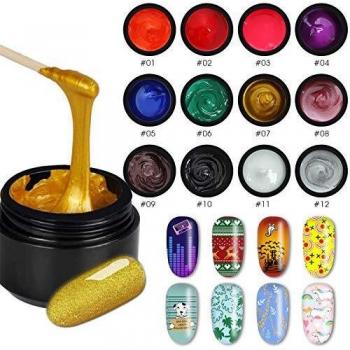 Biutee 12 Botes 8ml Esmaltes para Estampar, para impresión de Uñas, para usar con Placas Estampacion Uñas