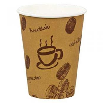 Coffe to go - Vasos de café reciclables con capa de cartón, resistentes al calor, 400 unidades, 200 ml, diseño de granos de café