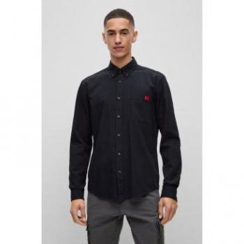 Camisa Slim Fit negra HUGO para hombre, modelo 50479302 EVITO, manga larga