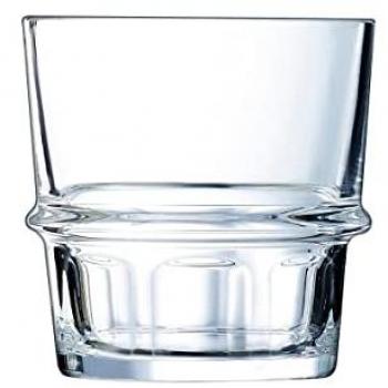 Set de 6 Vasos Bajos de Vidrio New York, 25 cl, Transparente y Apilables