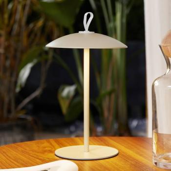 Lámpara de mesa LED recargable Kanani, color crema, regulable
