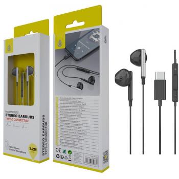Auriculares Type-C con Micrófono y Control de Volumen NC3252, 1.2m, Compatibles con Apple, Color Negro