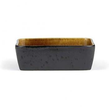 BITZ - Molde para Horno (gres Bicolor, 14 x 19 cm), Color Negro Mate y ámbar