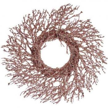 Corona de Navidad Rama Rosa Dorado Plástico 50 x 10 x 50 cm