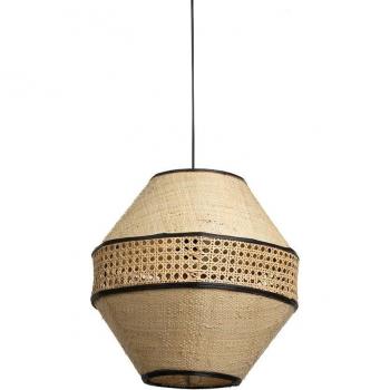 Lámpara colgante de rattan blanca/natural, modelo Romimex, color negro y natural, con casquillo E27, voltaje 220-240 V
