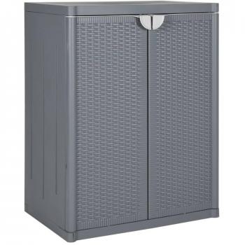 vidaXL Garden Storage Cabinet Grey 65x45x88 cm PP Rattan