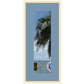 Marco de fotos de pared 14 x 14 x 47 x 47 marco, moderno, 2,3 cm de longitud, de madera, madera, Blanc Cassé-39, Passe-Partout Bleu Clair
