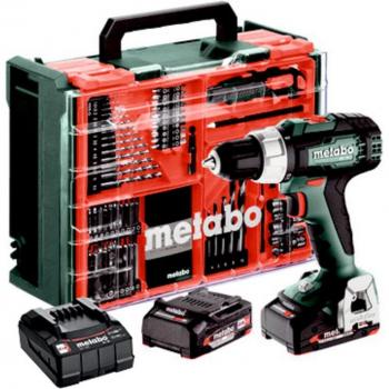 Taladro atornillador inalámbrico Metabo BS 18 L Set, 18V, 2 baterías de 2Ah Li-Ion, cargador y maletín con accesorios