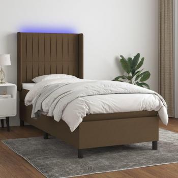 Colchón de cama suave con tela LED marrón oscuro 100x200 cm