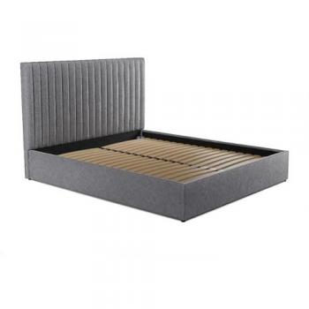 Canapé abatible y cabecero SARAH - 140x190 cm - Tela - Gris
