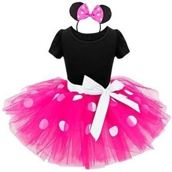 FEESHOW Las Niñas De Los Lunares Del Vestido Tutú Del Ratón + Venda SZ 12- 8 Rosa 12Meses