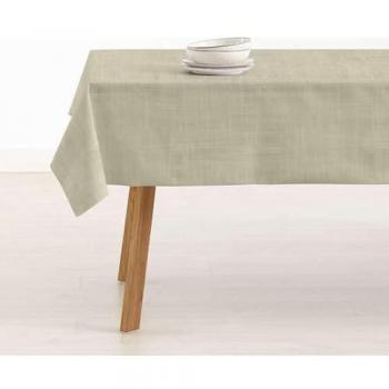 Mantel Antimanchas Liso Beige 250x140 cm - Tacto Extrasuave 100% Algodón Orgánico Made in Spain