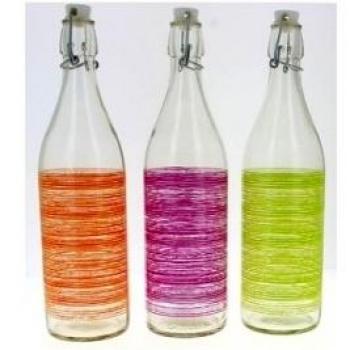Botella Cristal 1L Style 3 Col Rayas Surtid