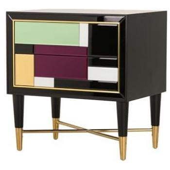 Mesita Espejo Ponder Multicolor Madera MDF Acero Inoxidable 59x42x62 cm