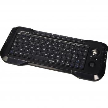 Con Hama Tastiera Wireless Trackball Uzzano, 2,4 Ghz, USB, Nero