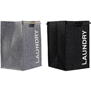 Cesto para la Ropa Sucia DKD Home Decor Negro Gris Madera 37 x 37 x 55 cm (2 Unidades)
