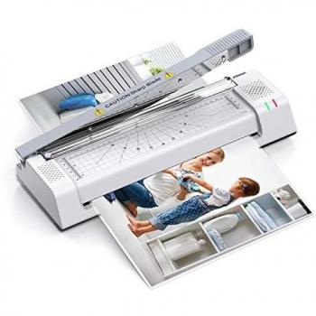 Plastificadora A3 A4 Máquina Laminadora con Función ABS, Plastificadoras para Oficina Frío y en Caliente,Con Cutter, Corner Filler y 16 Bolsas Laminadas
