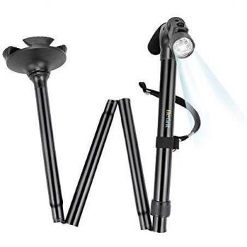 BeGrit Bastón Plegable Dependable Altura Ajustable Ligero Palo Plegable Bastón con Luces incorporadas LED no Deslizamiento Unisex