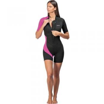 Salvimar Shorty Aquatic 2.0 Mm Negro Mujer Adulto - Traje corto de neopreno de 2.0 mm, diseñado para mujeres, color negro con detalles en magenta, talla X-Large