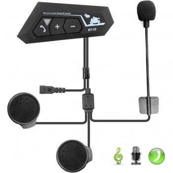 Intercomunicador Bluetooth 5.0 para casco de motocicleta con auriculares inalámbricos manos libres, kit de llamadas telefónicas y reproductor de música estéreo