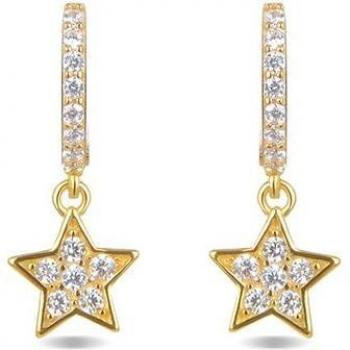 Pendientes de Plata de Ley 925 con Circonita Brillante y Baño de Oro Amarillo 18K - Modelo Wabak Luxenter