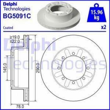 Disco de freno DELPHI BG5091C, 2 piezas, tipo disco de freno