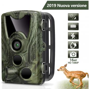 AGM Cámara de Caza, Trail Cámara 16MP 1080P Cámara de Animal Salvaje IP66 Impermeable, 0.3s Disparo Velocidad + Visión Nocturna hasta 20m para Monitoreo de Animal y Seguridad Doméstica