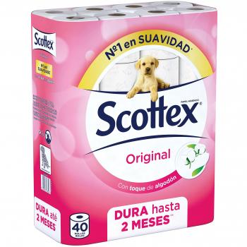 Scottex Original Papel Higiénico, 40 Rollos