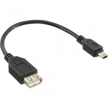 Cable Adaptador USB 2.0 A hembra a Mini-USB B macho, 0.2m, Negro