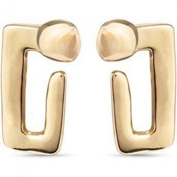 Pendientes UNO DE 50 - Stud de oro rectangular de tamaño mediano