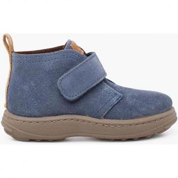 Botines de serraje para bebés con suela sport y tira adherente