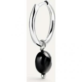 Pendiente piercing aro Baroque de hombre - Plata 925 con ágata negra