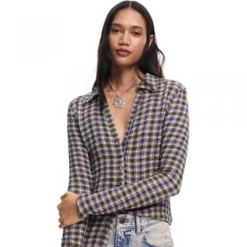 Desigual - Camisa de mujer manga larga de cuadros, Blouse, Rojo, S