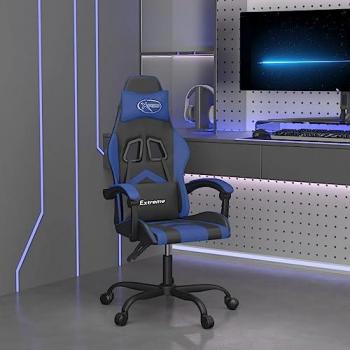 Silla Gaming Giratoria Cuero Sintético Negro y Azul