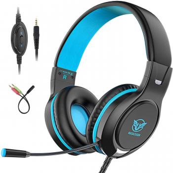 Bovon Auriculares Gaming, Cascos PS4 con Microfono para Xbox One, Nintendo Switch, PC, Auriculares Estéreo de 3.5 mm y Bass Surround Cancelacion Ruido para Tablet, Teléfono Móvil y Mas