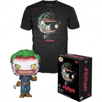 Set figura POP Tee DC Comics The Joker Exclusive M - Incluye figura Pop del Joker, camiseta manga corta con diseño exclusivo, talla M, temática de DC Comics