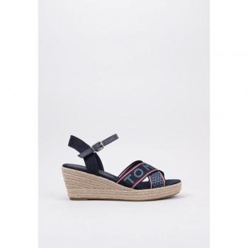 Tommy Hilfiger Sandalia de cuña baja Tommy Webbing para mujer en espadrille color azul, talla 37