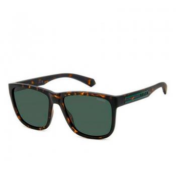 Polaroid Square Men's Matte Brown Havana Green Polarized Sunglasses PLD 2155/S - One Size, 57 MM